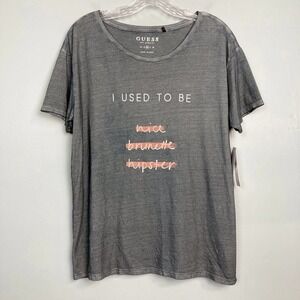 GUESS NWT Short Sleeve I Used to Be Graphic Scoopneck Tee Women's Size M